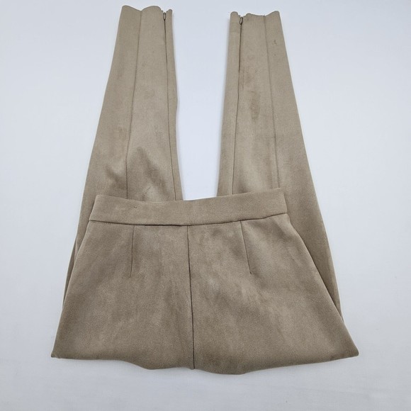 Zara Women Faux Suede Leggins Size Small Color Brown Tan Elastic Waistband Comfy - Picture 3 of 13
